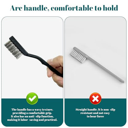 15PCS Mini Wire Brush Stainless Steel Brush Set，Masonry Brush Wire Bristle for Cleaning Welding Slag and Rust，Curved Handle Brush (Stainless Steel, 15) - style: Stainless steel