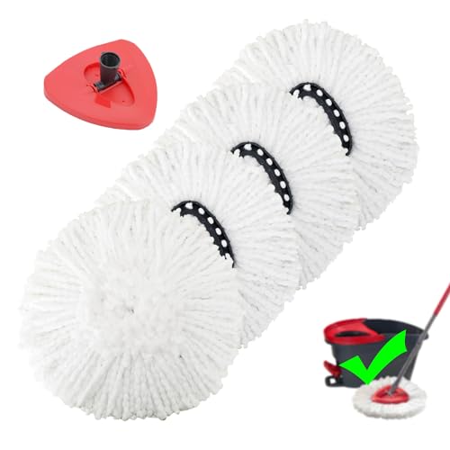 4 Pack Spin Mop Replacement Heads Microfiber Mop Refills Replace Heads Safe for Cleaning All Hard-surfaced Floors Includes Extra 1 Mop Replacement Base - size: 6 Count (Pack of 1)