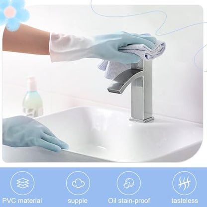 Long Cuff Cleaning Gloves Waterproof Reusable Household Gloves Anti Slip Grip for Kitchen Dishwashing Bathroom Garden Tasks - color: Blue, size: Large