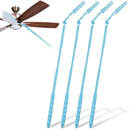 Colingmill 4 Pcs 3 ft Replacement Handles Compatible with Duster Refills, Long Extended Handle Only, Adjustable Length for Ceiling Fans, Blinds, Shelves, Windows, Foldable & Extendable (Sky Blue) - color: Sky Blue