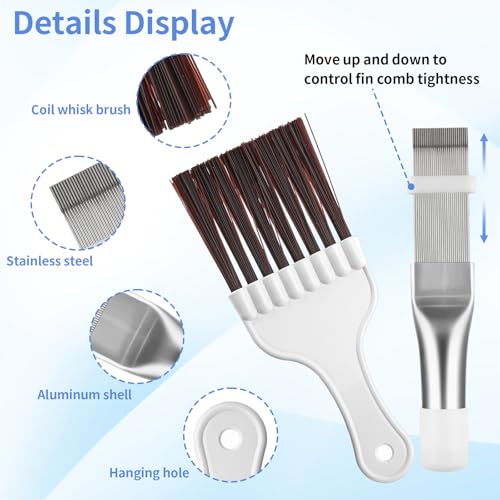Air Conditioner Condenser Fin Comb, 2 pcs Coil Cleaning Brush, AC Coil Comb Whisk Brush, Evaporator Radiator Refrigerator Repair Tool