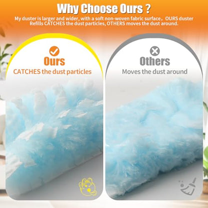 80 Count Duster Refills with 1 Short Handle & 3 ft Extendable Handle, Compatible with Swiffer Duster, 180° Disposable Microfiber Cleaning Dusters, Unscented - style: 80 Refills + 2 Handle