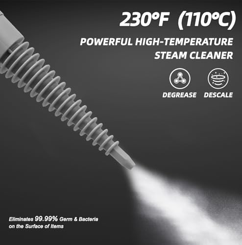 Handheld Steam Cleaner, Pressurized Multi-Surface Steam Shot with 13 Accessories, Safety Lock, Steamer for Cleaning Floor, Upholstery, Grout, Windows, Couch and Car, Grey - color: Grey