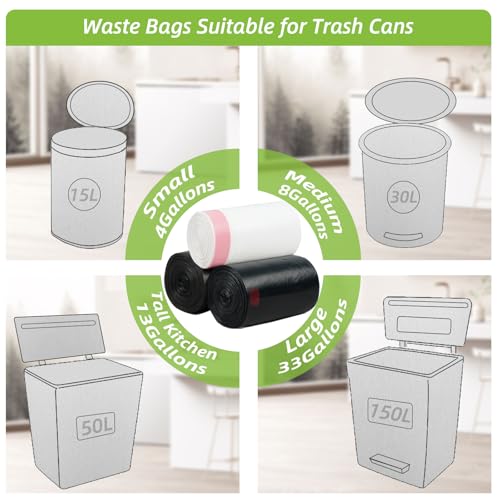 MakMeFre 13 Gallon Drawstring Tall Kitchen Trash Bags,Clean Fresh Scent and Heavy Duty Garbage Bags(100 Count,60x70cm) - style: 13Gallon(100Counts)White