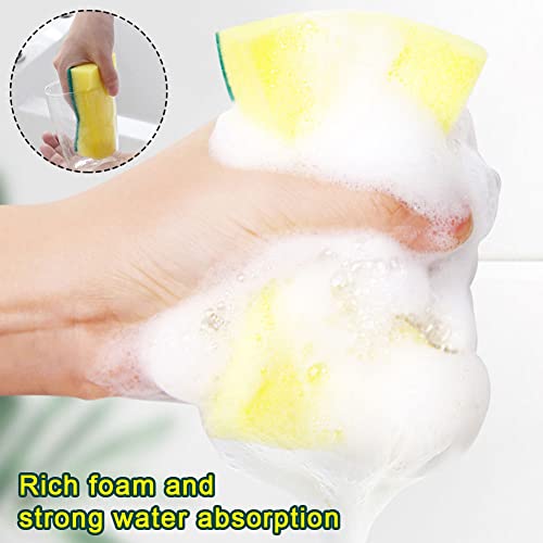 AKOAK 10 Pcs 3.9" x 2.8" x 1.2" Heavy Duty Scrub Sponge – Kitchen Dish, Sink and Bathroom Cleaning Scrubber Sponge