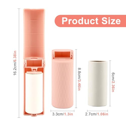 12 Pack Foldable Travel Lint Roller, Washable Foldable Lint Remover, Portable Cleaning Roller with 4 Handles & 8 Refills, Reusable Pet Hair Remover for Clothes with Protective Cover