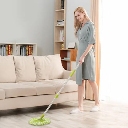 Spin Mop Replacement Handle 360 Degree Spin Mop Pole Handle Replacement Rotating Telescopic Stick for Mop Head, Ideal for Home and Household Cleaning - color: Green, style: Plastic Disc