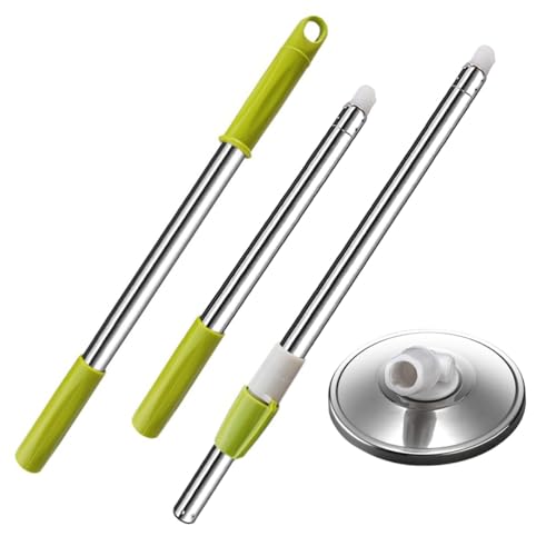 Extended Spin Mop Replacement Mop Handle, Upgraded 60-inch 360 Degrees Rotating Telescopic Replacement Mop Stick for Spin Mop Bucket Cleaning System (Stainless Steel Disc, Green) - color: Green, style: Stainless Steel Disc