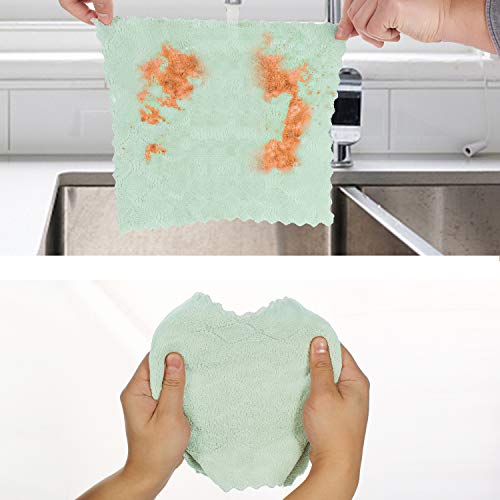 kimteny Cleaning Cloths Kitchen Towels Microfiber Washcloths Lint Free Dish Cloth Reusable Dishtowels Household Super Absorbent Fast Drying, 10"x10", Pack of 5 (Pink-Green) - color: Pink-green