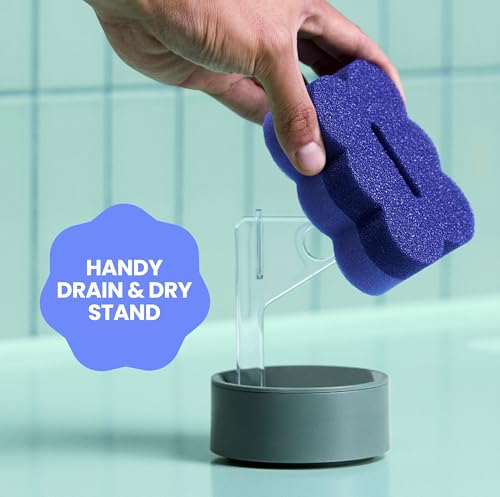 Brite by Scotch-Brite Scrub & Wipe with Drain + Dry Stand, Kitchen Sponge for Washing Dishes, 1 Scrub Sponge - color: Style, size: 1 Pack, style: Scrub & Wipe Kit