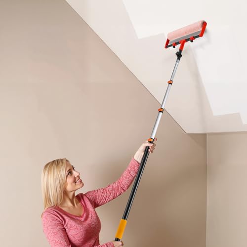 VEVOR Telescopic Extension Pole, 4-12 FT Multi-Purpose Extendable Pole, Sturdy Aluminum Alloy Paint Pole Extension with Flip-Lock Design, High Reach Roller Stick for Painting, Dusting and Cleaning - style: 4-12 FT
