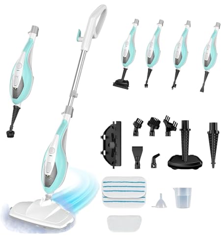 Steam Cleaner for Home, Handheld Floor Steamer Cleaner, Lightweight 12 in 1 Steam Mop Detachable Steamer for Hardwood Floor Tile Couch, 2 Washable Pads, 1550W Deep Cleaning, Green - color: Green