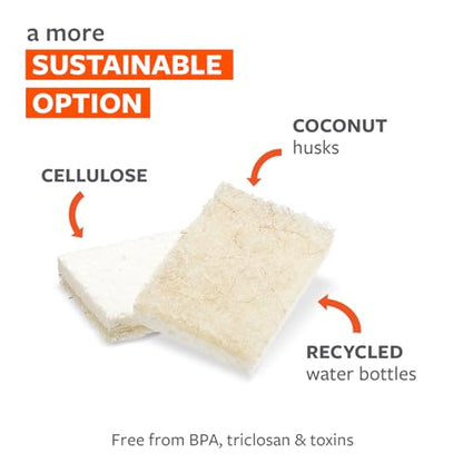 Full Circle Coconut Scrubber Sponges, Pack of 2 – Dual-Sided, Plant-Based Sponges Made with Coconut Shells, Cellulose & Recycled Materials, Safe for Nonstick Cookware - size: Coconut Sponge 2pk