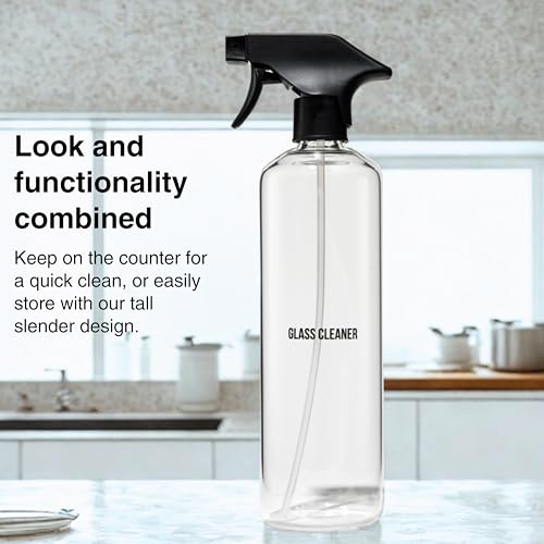 Public Goods Empty Glass Spray Bottle for Glass Cleaner | Refillable Spray Bottle for Cleaning | Made with Clear Borosilicate Glass for Windows, Mirrors | BPA Free | 24 Oz - style: Empty Glass Bottle