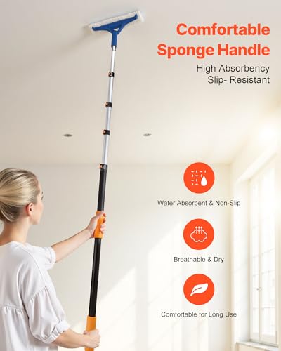 VEVOR Telescopic Extension Pole, 4.66-19 FT Multi-Purpose Extendable Pole, Sturdy Aluminum Alloy Paint Pole Extension with Flip-Lock Design, High Reach Roller Stick for Painting, Dusting and Cleaning - style: 5-19 FT