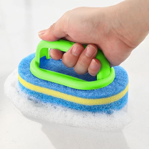1PC Handled Soft Magic Sponge Brush - for Bathtub, Ceramic Tiles & Kitchen，Green - color: Green