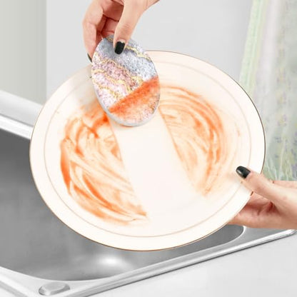 YETTASBIN Marble 3PCS Wood Pulp Scrub Sponges, Reusable Absorbent Household Cleaning Sponge Non-Scratch Kitchen Dish Sponges, Multi-Surface Safe Scrubber for Nonstick Pans, Pots