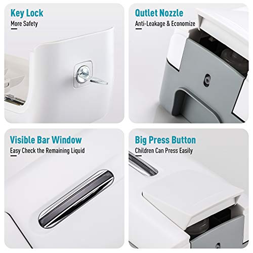 interhasa! Soap Dispenser Wall Mount Refillable 28oz Hand Sanitizer Dispenser Commercial Hand Soap Dispenser for Bathroom Support Liquid Gel Soap - color: White
