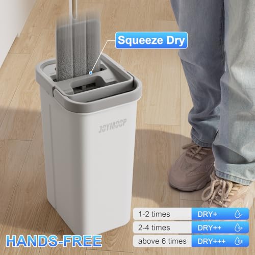 JOYMOOP Bathroom Cleaning Set, Mop and Bucket System with Toilet Brush Set, White, Microfiber Flat Mop for Household & Commercial Floor and Bathroom Cleaning - color: White Liteb131