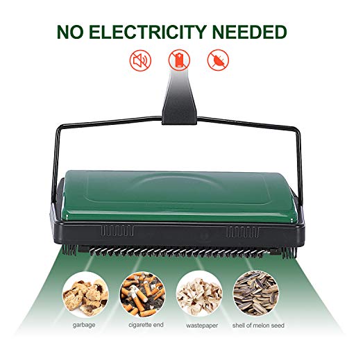 Yocada Carpet Sweeper Cleaner 4 Poles for Home Office Low Carpets Rugs Undercoat Carpets Pet Hair Dust Scraps Paper Small Rubbish Cleaning with a Brush Green