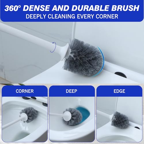 Patelai 12 Pack 18.12 Inch Toilet Bowl Brush and Holder for Bathroom Toilet Bowl Brush Scrubber with Caddy Set for Deep Cleaning (White)