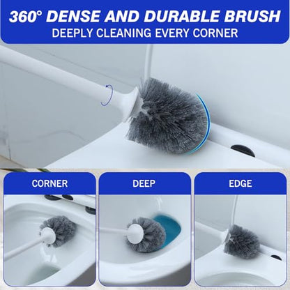Patelai 12 Pack 18.12 Inch Toilet Bowl Brush and Holder for Bathroom Toilet Bowl Brush Scrubber with Caddy Set for Deep Cleaning (White)