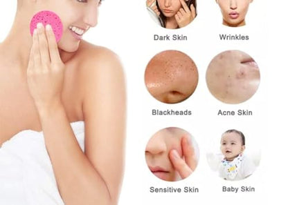 AKOAK 5 Pcs Round Makeup Sponge Wood Pulp Sponge Makeup Remover Facial Cleansing Sponge Skin Care Tool (Pink) - color: Pink