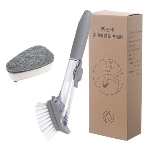 Soap Dispensing Dish Brush,Dish Brush with Soap Dispenser Storage Set Sponge with Soap Dispenser Handle Soap Dish Scrubber Brush for Home Kitchen