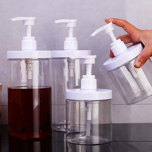 500ml Pump Bottle Dispenser Plastic Refillable Bottles Wide Mouth Jar Style Empty Bathroom Shower Containers,5.9inches - size: 9*9*10cm