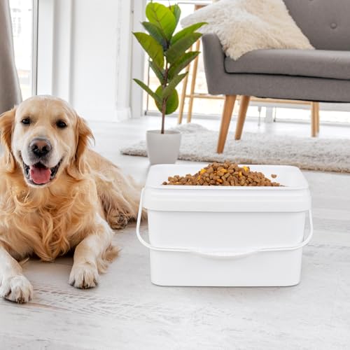 4 Pack 2.6 Gallon Small Buckets with Handle, Rectangular Food Grade Pail with Lid, White