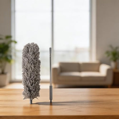 Microfiber Retractable with Telescopic for Prime Ceilings Extendable Duster Handle Grey Washable Electrostatic Dusting Tool Flexible Head 280cm(2.5M) - size: 2.5M