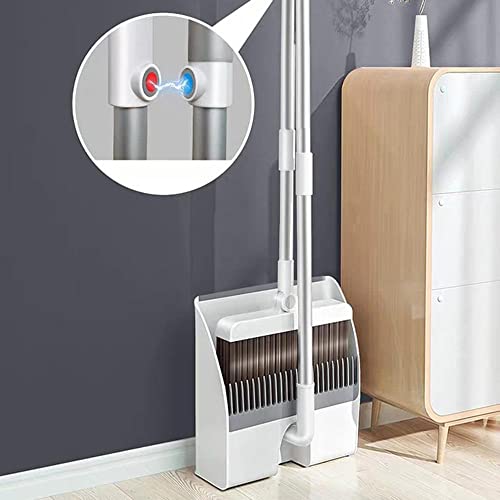Broom and Dustpan Set, Multi Functional Folding Broom with Dust Pan with Long Handle Combo Set for Office and Home Standing Upright Sweep Use with Lobby Broom