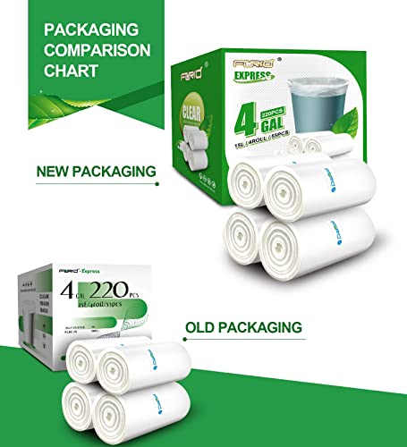 FORID Clear Small Trash Bags, 4 Gallon Garbage Bags, Wastebasket Bin Liners 330 Count Plastic Trash Bags for Bathroom Bedroom Office Trash Can 15 Liters - Durable & Thick Trash Bag - size: 330 Count (Pack of 1), style: Clear 4 Gal
