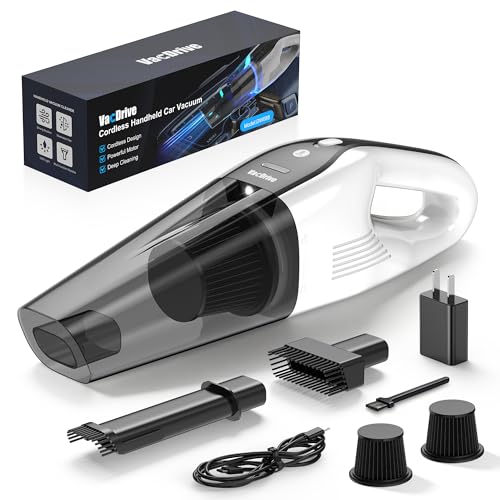 Handheld Vacuum Cordless, Ultra-Strong Suction Car Vacuum Portable Cordless, Rechargeable Hand Held Car Vacuum Cleaner High Power with Multi-Nozzles & Washable Filter for Car, Home, Pets, White&Black - color: White&black