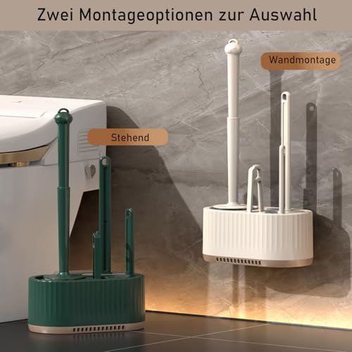 Basaza Toilet Brush and Holder Set Toilet Bowl Cleaning Brush and Holder for Bathroom 4 in 1 White Toilet Bowl Cleaner Brushes & Holders Floor Standing or Wall Mounted - color: White 4 in 1 Toilet Brush Set