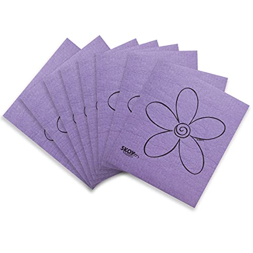 Skoy Cloth, 8-Pack Versatile Swedish Dishcloths for Kitchen and Household Use, Reusable Cleaning Cloths, Planet-Friendly, Dishwasher and Dryer-Safe, Purple - color: Purple, size: 8-Pack