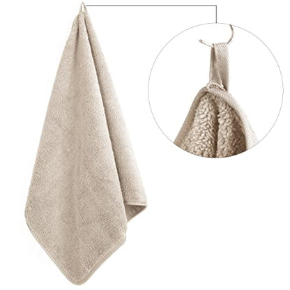 POLYTE Quick Dry Lint Free Microfiber Hand Towel, 16 x 30 in, Set of 4 (Beige) - color: Beige
