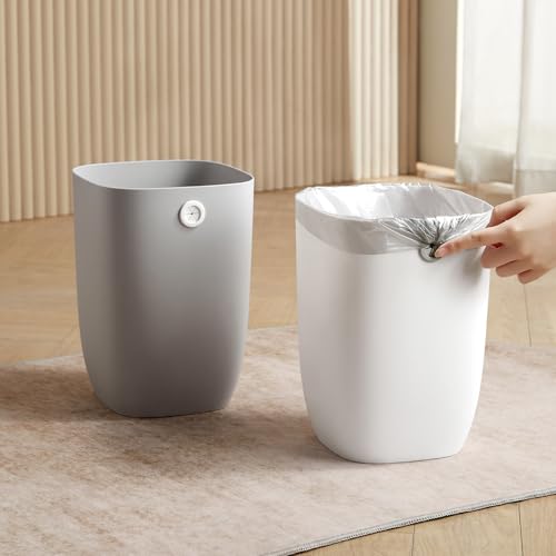 Bathroom Trash Can, Plastic Rectangular Garbage Can with Trash Liner Holder for Bedroom, Living Room, Small Indoor Waste Basket, 7L, White - color: ( New Model ) White