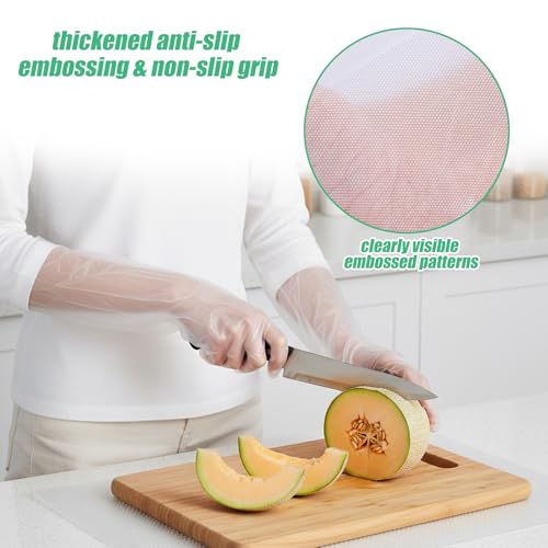 20PCS Transparent Long Disposable Rubber Cleaning Gloves, 23.6in Plastic Dishwashing Gloves, Waterproof and Non-slip Disposable Plastic Glove for Housework, Kitchen, Dishwashing, Gardening