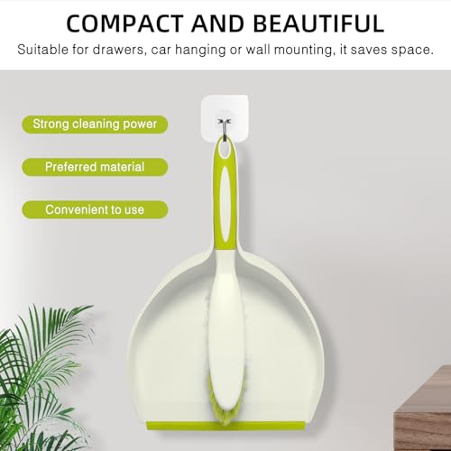NACENA Dust Pan and Brush Set, Large Hand Broom and Dustpan Set Large Brush and Dustpan Set for Camping Broom and Dustpan Combo for Daily Cleaning Pet Hair Office Home Car, Yellow & Green - color: Yellow & Green