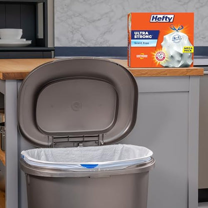 Hefty Ultra Strong 13 Gallon Trash Bags, Tall Kitchen Trash Bags 13 Gallon Size, Drawstring Closure, Continuous Odor Control, White, Unscented, 110-Bags (Pack of 3) - size: 110 Count (Pack of 3)