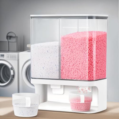 105 Oz Laundry Detergent Dispenser with Nail - Wall Mounted Scent Booster Beads Container, Softener Beads Storage, Rice Dispenser, Dry Food/Solid Grain Organizer - size: 105 oz