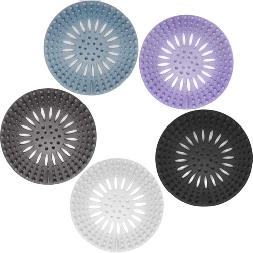 Gotega Bathroom Sink Drain Strainers, Hair Catcher Shower Drain Covers Protector, Flexible TPR Material, Multiple Colors for Bathroom Tub Shower and Sink Garbage Disposal Parts, Light-Colored 5 Pack - color: Light-colored