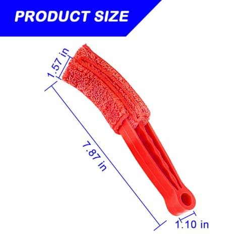 3PCS Mini Duster for Car Air Vent, Automotive Air Conditioner Cleaner and Brush, Vehicle Blind Dust Cleaning Tool for Keyboard, Window, Shutter, Universal for SUV, Truck, RV（Red） - color: Red