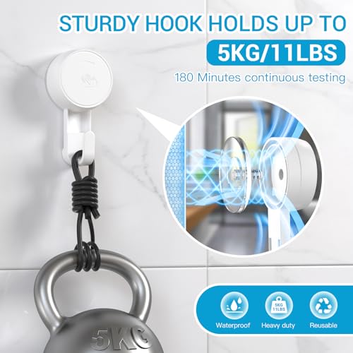 LUXEAR Heavy Duty Waterproof Shower Hooks 2 Pack - Suction Hook, No Drill Damage-Free Removable Reusable Wall Hooks for Bathroom Kitchen Towel Bathrobe Loofah Shower Hooks (Max Load 11LB/5KG) - size: 2 Pack Single