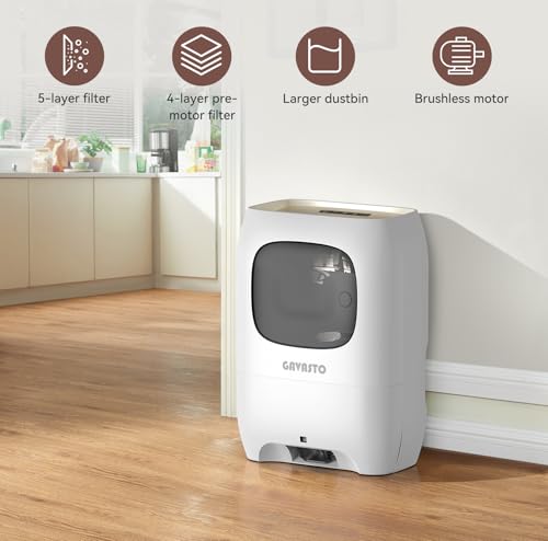 GAVASTO Pro Touchless Vacuum Automatic Dustpan - Ultra Fast & Powerful - Great for Sweeping Salon Pet Hair Food Dirt Kitchen, Canister Vacuum Cleaner Trash Can, Bagless, Auto Sensors, 1500 Watt-White - color: White