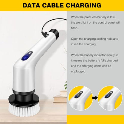 Cordless Electric Spin Power Scrubber,Handheld Electric Scrubbing Brush with 3 Replaceable Brushes, Power Scrubber Brush with Dual speeds for Bathroom,Kitchen,Corner,Sink,Bathtubs