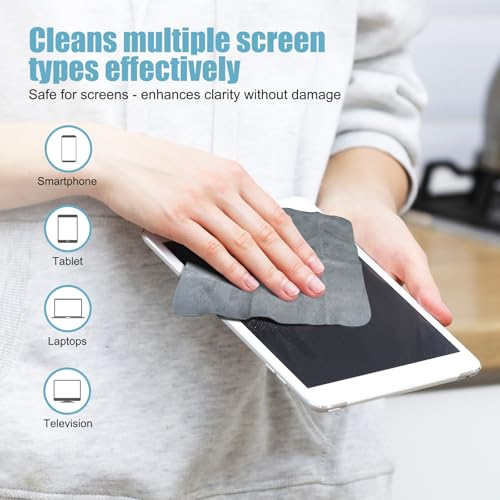 TENOC 6 Pack Microfiber Cleaning Cloths for Electronics, Camera Lenses, Eyeglasses, Cell Phone and Laptop Screens, Safe and Effective Wipe Kit, Gray (6"x6")
