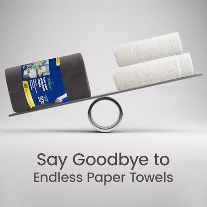 Greenfound Microfiber Cleaning Cloth Roll -80 Pack, 11.5x11.5, Tear Away Towels, Reusable and Washable Rags, Grey - color: Grey