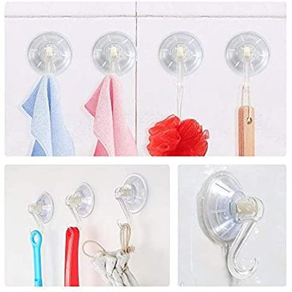 1st Choice 6 Pack Clear Plastic Suction Cup Hooks, Ultra Heavy Duty, Strong Power Lock, Vacuum Traceless, Smooth Waterproof Oil-Proof Wall Shower Kitchen Window Bathroom Holder - size: 6 Pieces